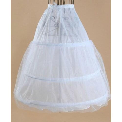 Womens 2 Layers Mesh 3 Hoops White Wedding Gridal Gown Dress Petticoat Elastic Waistband Drawstring A-Line Underskirt Crinoline