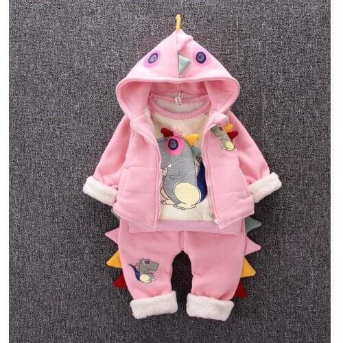Winter cotton-padded jacket suit for girls with cotton