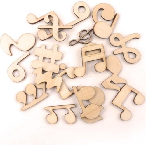 Wooden Musical Note Pattern Garniture HandmadeCrafts Home Decoration Accessories Scrapbooks Children Painting DIY 25-30mm 50pcs