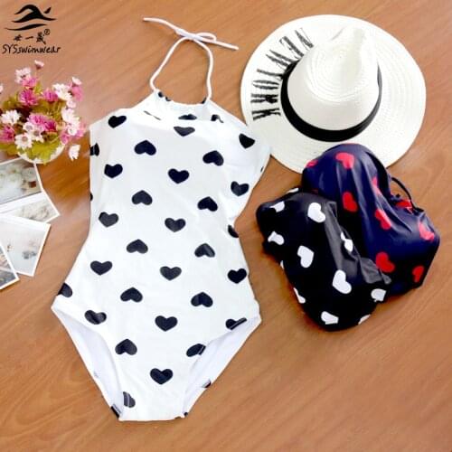 Brand New Summer beach One piece Backless print young girl swimwear 3 Color bathing suit Concise Design swimsuit