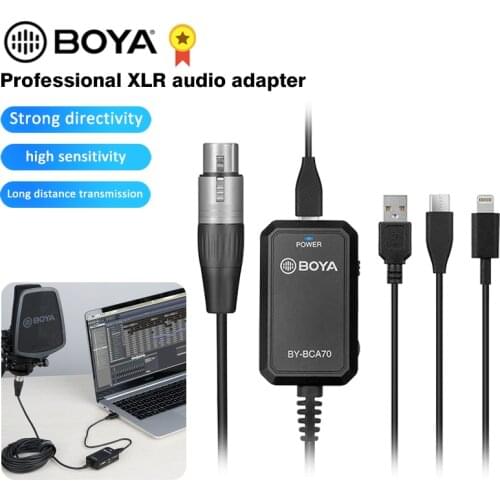 BOYA BY-BCA70 XLR Audio Adapter mic for XLR Microphones to PC Mobile Devices Compatible With Type-C Andorid iOS Smartphones