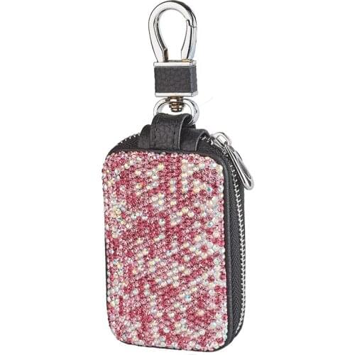 Shiny Car Styling Key Case With Diamonds PU Hand Made Car Key Holder Key Organizer Holder 1 Pcs Auto Accessories