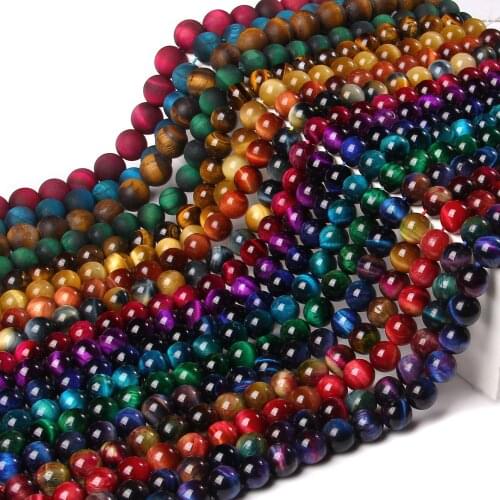 Multi Color Natural Reiki Tiger Eye Stone Beads Wholesale 6/8/10 MM Polished/Matte Strand Bead For DIY Making Jewelry Findings