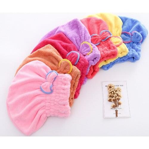 Microfibre Quick Hair Drying Bath Spa Bowknot Wrap Towel Hat Cap For Bath Bathroom Accessories