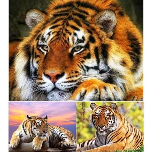 DIY 5D Diamond Painting Full Square Tiger Cross Stitch Kits Diamond Mosaic Handmade Diamond Embroidery Patterns Rhinestones