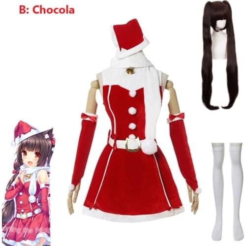Game Nekopara Women Christmas Costume Cosplay Costume Vanilla Christmas Hat Cosplay Chocola Red Sexy Dress Women Girl