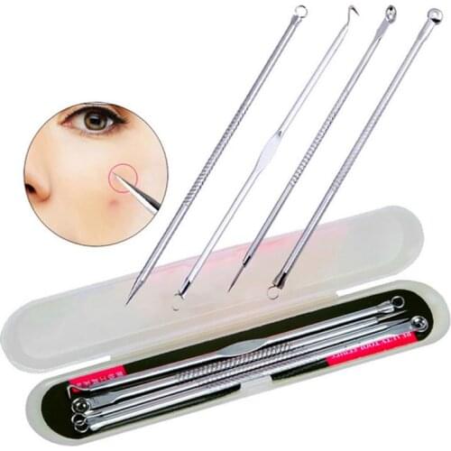 4pcs/set Blackhead Comedone Acne Pimple Blackhead Remover Tool Spoon for Face Skin Care Tool Needles Facial Pore Cleaner Tool
