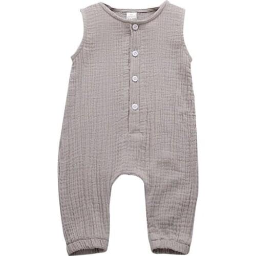 2021 Cotton Baby Girl Clothes Summer Infant Baby Girls Solid Print Sleeveless Rompers Kids Boys Casual Jumpsuit Newborn Clothes
