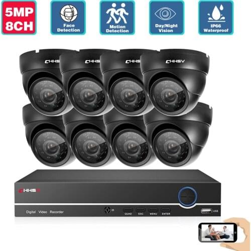5MP Ultra HD Poe IP Camera Set 8CH Security Camera System 5.0MP H.265 NVR Outdoor Dome Waterproof CCTV Video Surveillance KIT