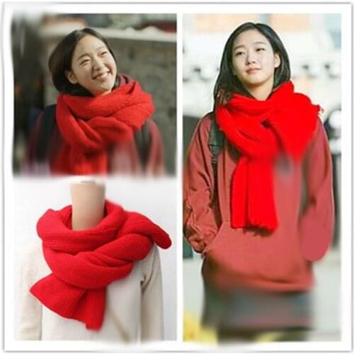 Korean Goblin: The Lonely and Great God TV Show Goblin Yoo In-Na Red Scarf Large Thick Knitting Scarves Cosplay Prop Women Girl