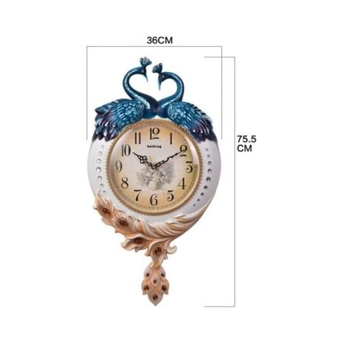 CREATIVE RETRO WALL CLOCK LIVING ROOM BEDROOM WALL DECORATION CLOCKS PEACOCK NOSTALGIC ORNAMENTS WALL-MOUNTED CLOCKS PENDULUM