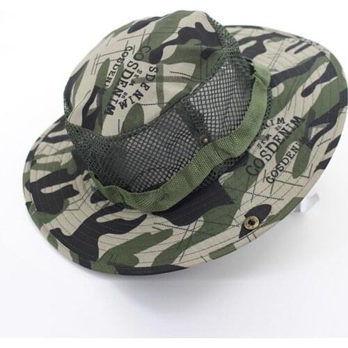 Summer Men Women Big Brimmed Hot Woodland Camouflage Printed Caps Outdoor Military Jungle Fabric Bucket Hats Sunscreen Sun Hat
