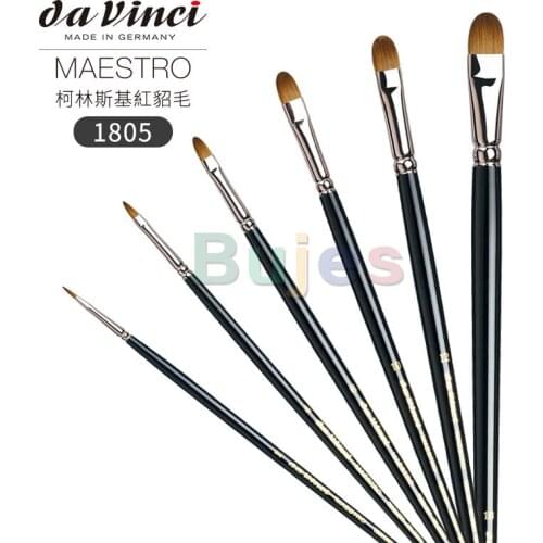 Da Vinci 1805 Maestro Oil Paint Brush, Filbert Kolinsky Red Sable, Size 0,1,2, for detail, miniature and precision painting