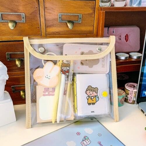 1 Pcs Fashion Transparent PVC Storage Bags Cute Pencil Case Pencil Bags Makeup Storage Bags Korean School Office Stationery