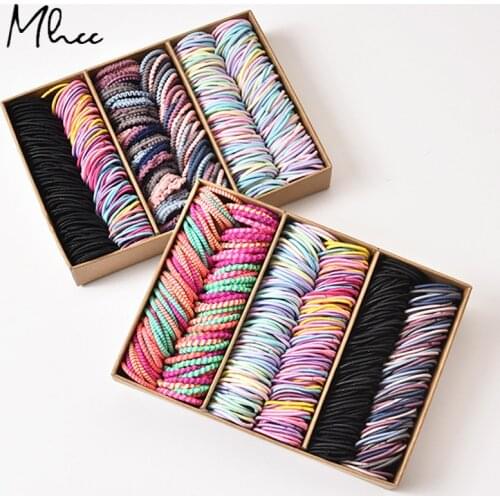 Girls Hair Accessories Gift Box Cute Candy Color Hair Ring Set Elastic Hair Accesorie Box Fashion Colorful Tie Up The Hair Decor