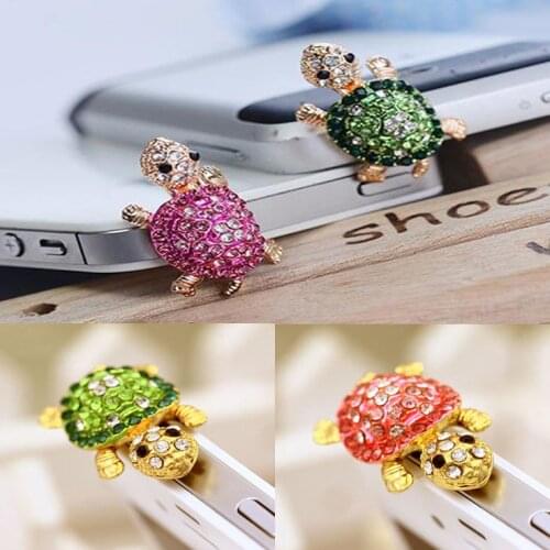 Headphone 3.5mm Port Dust Plug Cute Animal Diamond Turtle Headset Music Stopper Mobile Phone 3.5 Jack Decor