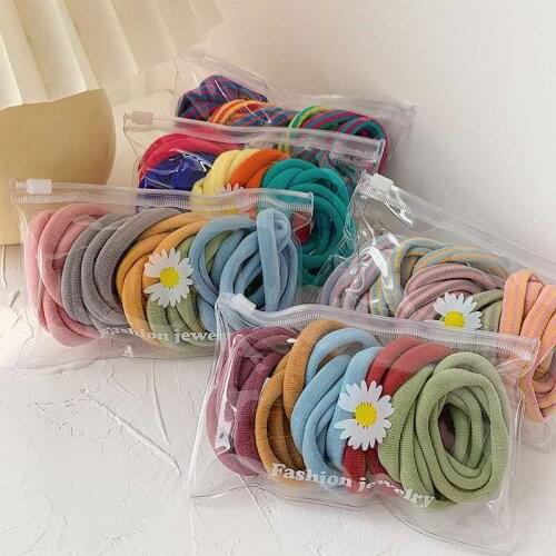 New Fashion Women Solid Color Striped Stretch Elastic Hair Bands Simple Plain Rope Bands Protect The Hair Rubber Ties 5 Colors