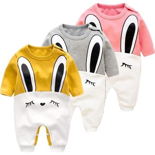 Baby Girls Pink Clothing Rompers Shy Rabbit Ears Children Clothes Full Sleeve Amimal Baby Jumpsuits Kids Dress Up Costumes