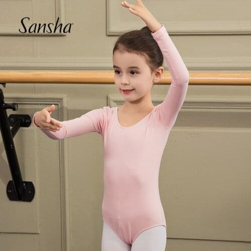 Sansha Kids Leotards Long Sleeve Cotton Lycra Girls Children Toddler Gymnastics Leotard Ballet Dance Practice Dancewear Y4552C