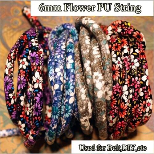 5 colors Faux Leather cord/lace/strip/string PU 6mm Flower DIY Accessory Zakka Sewing Thread Belt free shipping 10m