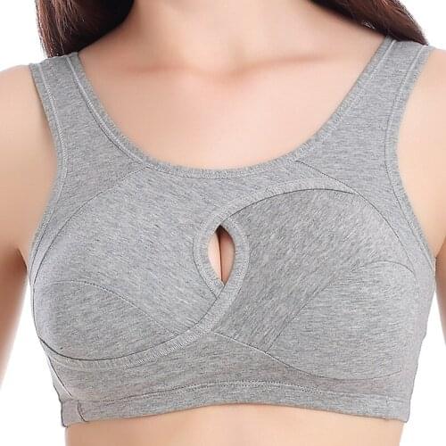 Sports bra large size cotton Yoga vest gathered sleeping breast-feeding bra without steel ring anti expansion underwear