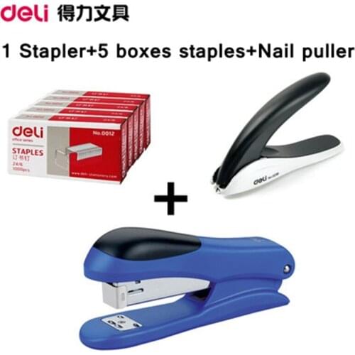 [ReadStar]Deli 0305 Mini economy stapler 20 papers capacity match 24/6-26/6 staple inlude 1xstapler+5 boxes staples +Nail puller