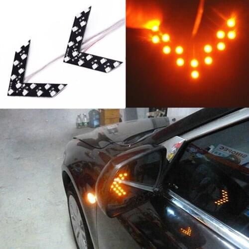 LED Lamp Panel Rear View Mirror Warning Car Arrow Light Indicator Yellow DC12V 5.5*4cm Brake Truck Turn Signal