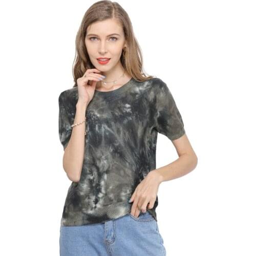 Loose Round Collar Sweater Womens Short Sleeve Top Air-conditioned Printing Fashion Knitwear Cardigan