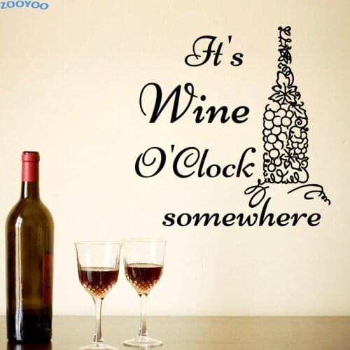 ZOOYOO ItS Wine I Clock Somewhere Grape Wine Bottle Wall Sticker Creative Home Decor Wall Art Vinyl Murals Decals Decoration