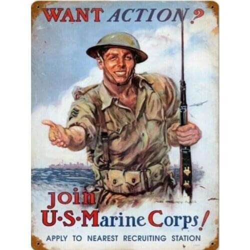 United States MARINE Corps Recruiting Vintage Retro Military Metal Sign 8x12 USA