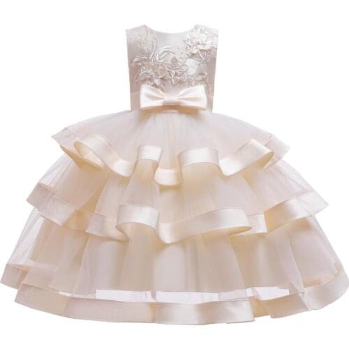 High quality new childrens party dress elegant princess dress three-dimensional flower mesh dress girls cake pettiskirt