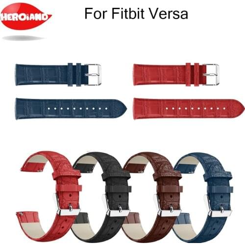 Replacement for Fitbit versa wrist Bands Leather Straps Band Interchangeable Smart Fitness Watch Band With Stainless Frame