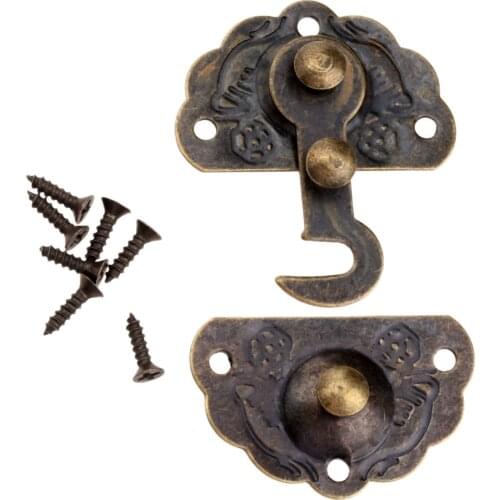 1pc Box Latch Hasps Antique Vintage 44*34mm Jewelry Gift Wooden Box Hasp Latch Hook With Screws