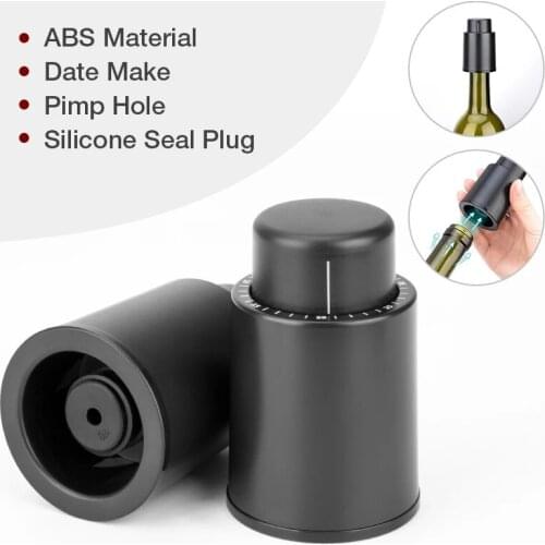 1PCS Push-Type Date Scale Vacuum Red Wine Stopper Champagne Sparkling Wine Oil Sealer Fresh-Keeping Stopper Barware Tools Black