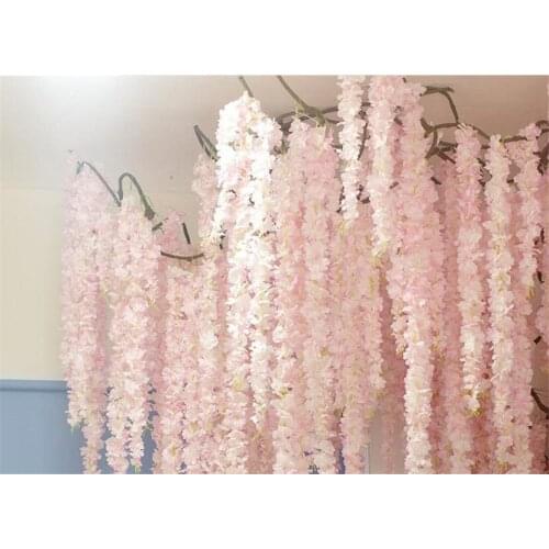 100Pcs/set Cherry Blossoms rattan Sakura fabric Artficial flowers DIY Wedding garden decoration flores party decor Wreath