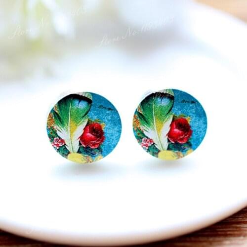 16mm Round High Quality Photo Wood Laser Cut Cabochon to make Rings, Earrings, Bobby pin,Necklaces, Bracelets-(WEH-4)