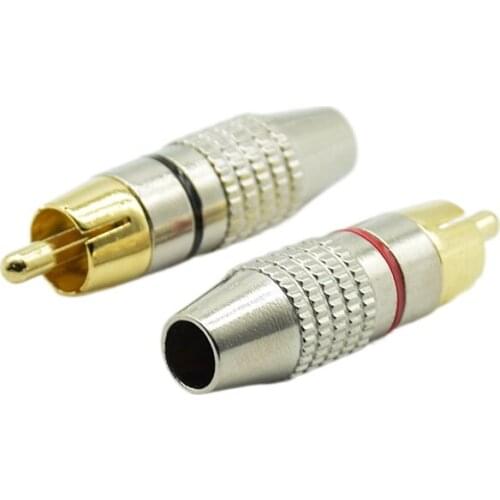 2pcs RCA Plug Video Locking Cable Connector Gold Plated Gold RCA Male Plug Non Solder Audio Video Adapter Connector