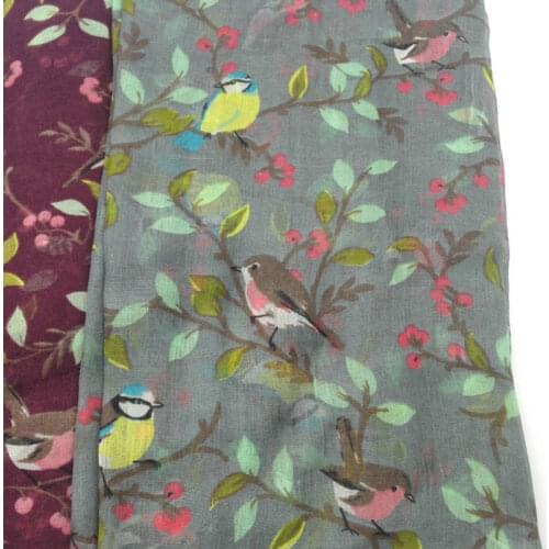 2020 Women Spring Autumn Vintage Abstract Bird Scarf New Print Animal Light Weight Soft Viscose Scarves Shawls 7Colors