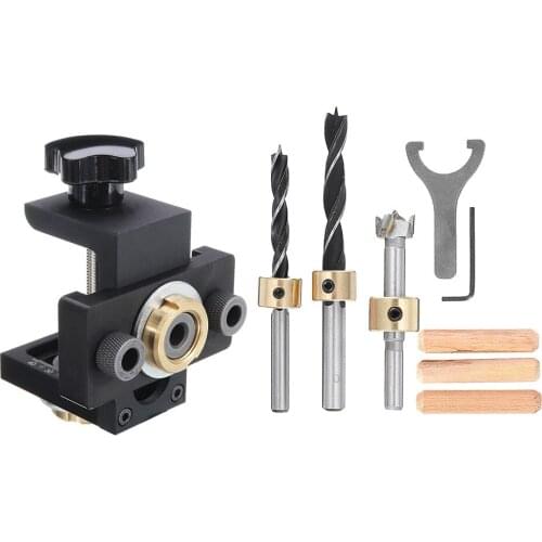 3 in 1 Hole Doweling Jig Kit Woodworking Wood Drill Locator Guide Tool Kit 15mm