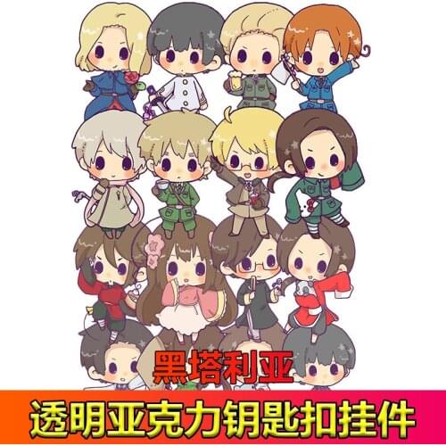 8pcs/set Anime Hetalia: Axis Powers Cartoon Printed Acrylic Keychain Keyring Pendant Cosplay Prop Bag Decor Boy Girl Gift