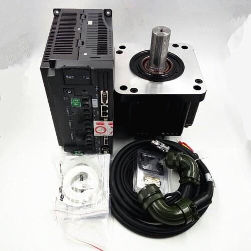 CNC Delta 2KW AC Servo Motor Drive kits System 400V 9.55NM 180mm with 3M Cable ECMA-K11820RS+ASD-A2-2043-M