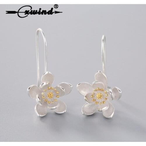 Cxwind Fashion Flower Dangle Earrings Statement Lotus long Drop Earring Leaf Bridal Wedding Jewelry for Women Pendientes