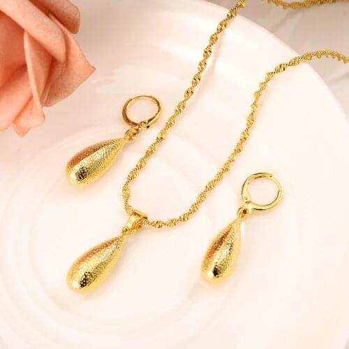 Gold Pendant Ball Beads Necklaces Earrings Jewelry Set Gold Color Hawaii Micronesia Marshall Guam Wedding bridal party gifts