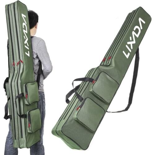 Lixada Two Layer Fishing Bag 130cm Fishing Rod Reel Bag Fishing Pole Gear Tackle Tool Carry Case Carrier Travel Bag Storage Bag