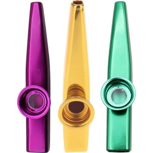 Kazoo Aluminum Alloy Metal With 5 Pcs Gifts Flute Diaphragm For Children Music-Lovers, Gold & Green & Purple(3Set)