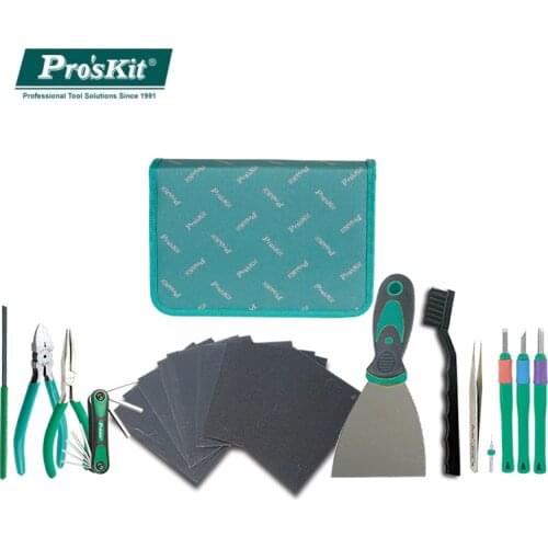 ProsKit PK-3D02 3D Printer Tools Kit Shovel Knife Plastic Cutting Plier Long Handle Brush Matte Paper Hobbyist 10 PCS Tool Set