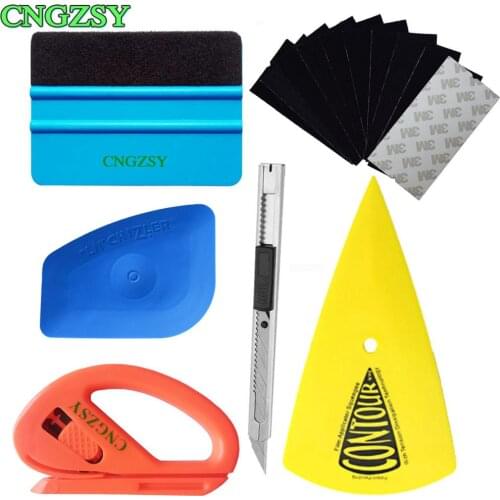 Vinyl Wrap Tools Kit Car Film Wiper Blade Contour Squeegee Cutter Knife 3M Felt Soft Scraper Window Tint Installation Tools K23B