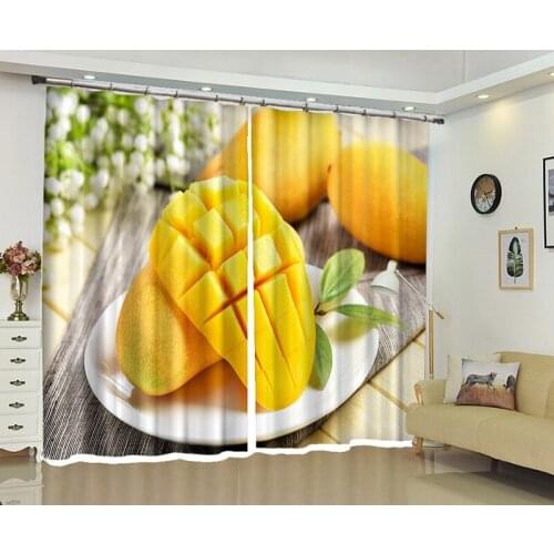Yellow mango Window Curtain Kitchen Blackout Polyester fabric living room office Bedroom Cortina Drapes Rideaux pillowcase