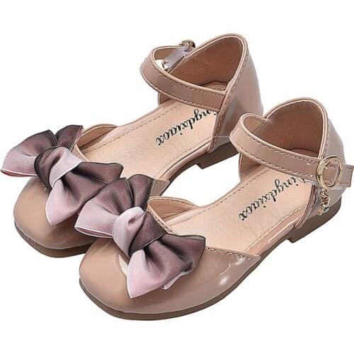 2019 New Childrens Bow Leather Shoes Little Girls Kids Dress Party Wedding School Prinses Shoes Big Girls Flat Shoes Red White