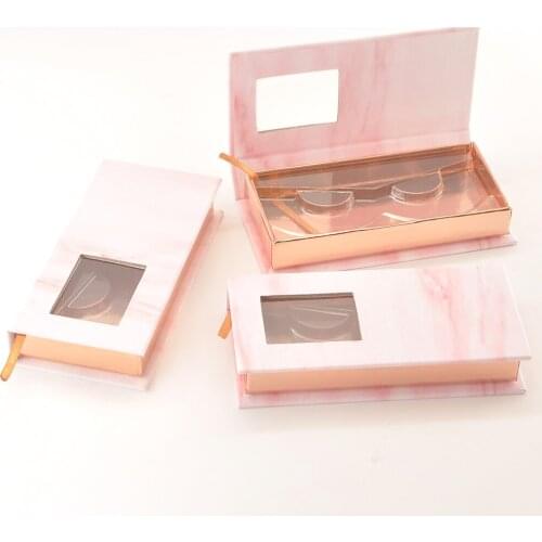 Wholesale Eyelashes Box Package Lashes Boxes Case Packaging Custom Logo Faux Cils Mink Eyelash Strip Marble Storage Bulk Vendors